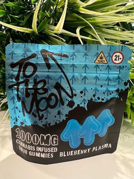 0-7.jpg To The Moon- Infused Sour Gummies- Blueberry Plasma- 1000mg - Image 1