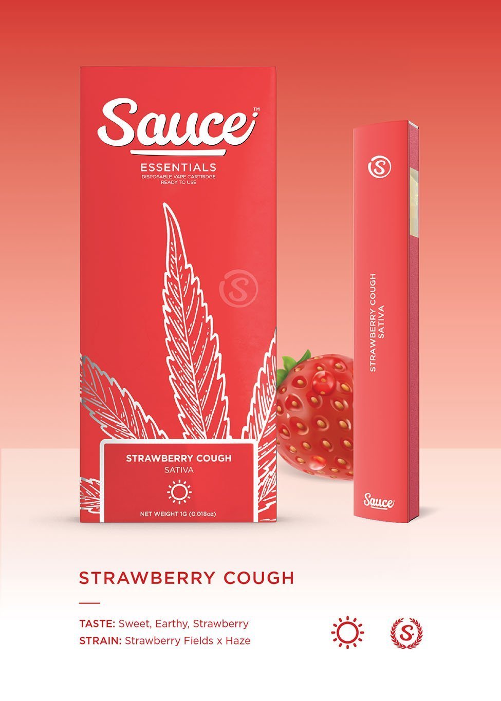 1-c-1.jpg SAUCE- DISPOSABLE 1G LIVE RESIN INFUSED- STRAWBERRY COUGH - Image 1