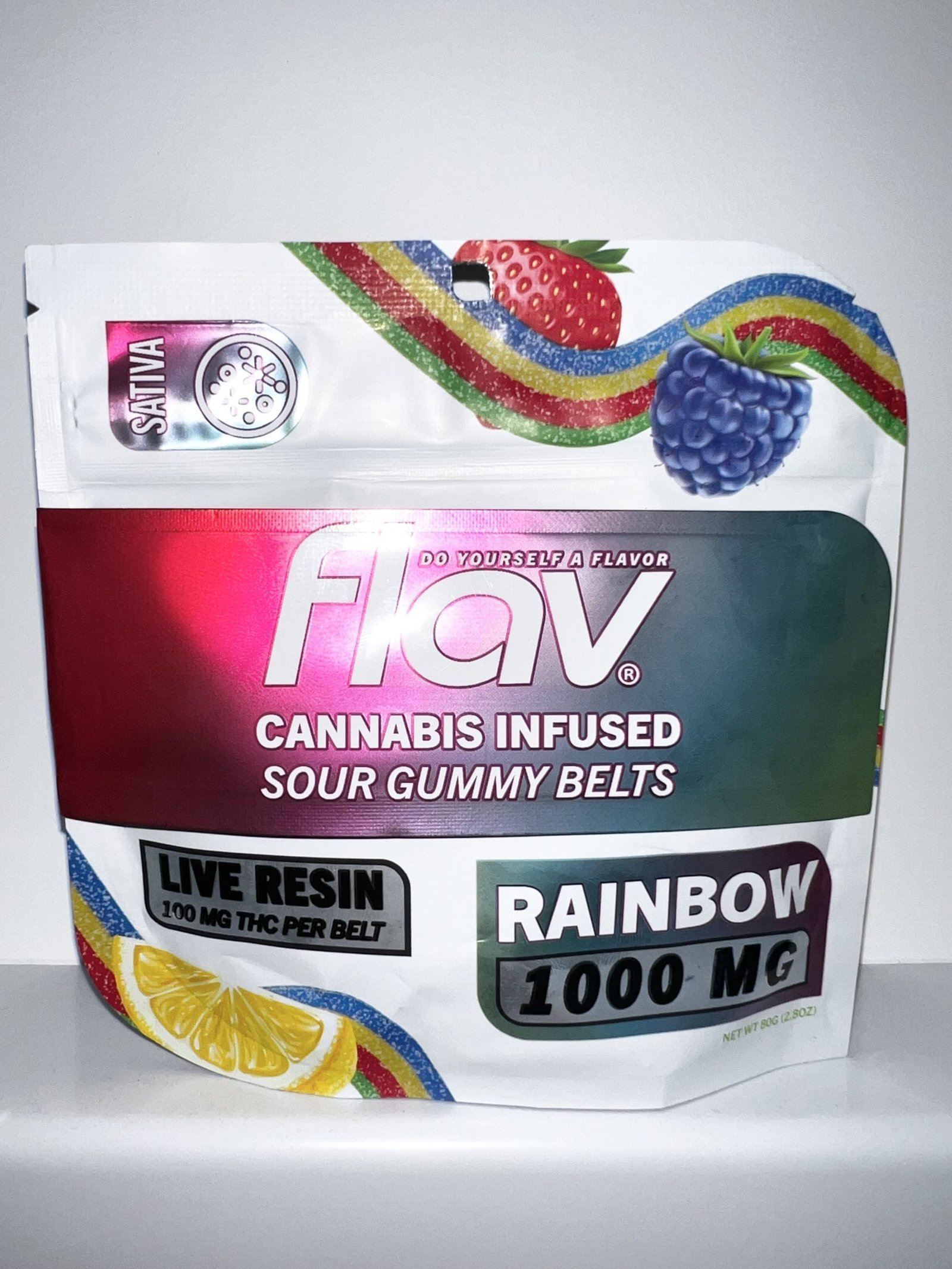 img_2607-scaled-1.jpg FLAV BELTS- 1000 MG- LIVE RESIN- RAINBOW - Image 1