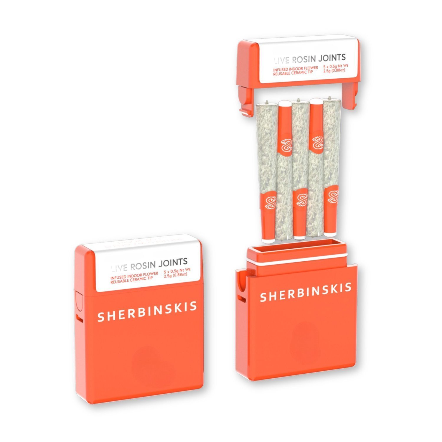sherb-live-rosin-joints-generic-d6ff7fbd-4024-435a-874c-65611de604f8.jpg SHERBINSKIS- Live Rosin Infused 5pck Pre rolls- WHITE CHERRY - Image 1